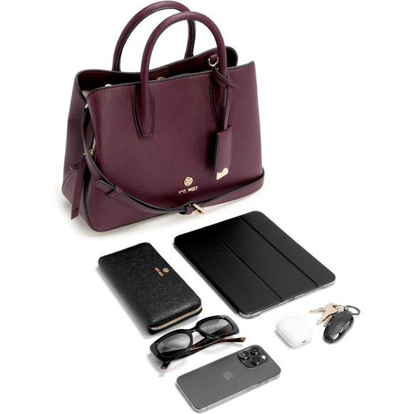 Large Everyday Handbag With Zipper, Soft Leather Shopper  Womens Leather Satchel Handmade Zipper Closure Spacious Everyday Bag